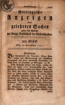 Göttingische Anzeigen von gelehrten Sachen (Göttingische Zeitungen von gelehrten Sachen) Mittwoch 14. Dezember 1791