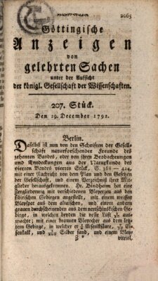 Göttingische Anzeigen von gelehrten Sachen (Göttingische Zeitungen von gelehrten Sachen) Samstag 29. Dezember 1792