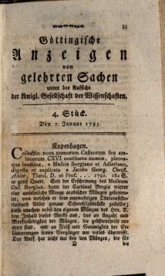 Göttingische Anzeigen von gelehrten Sachen (Göttingische Zeitungen von gelehrten Sachen) Montag 7. Januar 1793