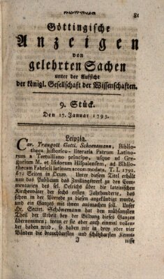 Göttingische Anzeigen von gelehrten Sachen (Göttingische Zeitungen von gelehrten Sachen) Donnerstag 17. Januar 1793