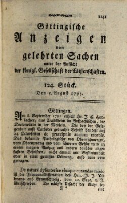 Göttingische Anzeigen von gelehrten Sachen (Göttingische Zeitungen von gelehrten Sachen) Montag 5. August 1793