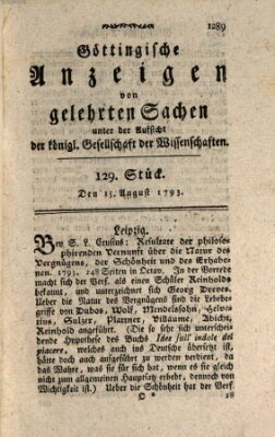 Göttingische Anzeigen von gelehrten Sachen (Göttingische Zeitungen von gelehrten Sachen) Donnerstag 15. August 1793