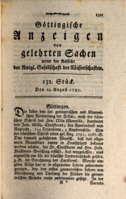 Göttingische Anzeigen von gelehrten Sachen (Göttingische Zeitungen von gelehrten Sachen) Montag 19. August 1793