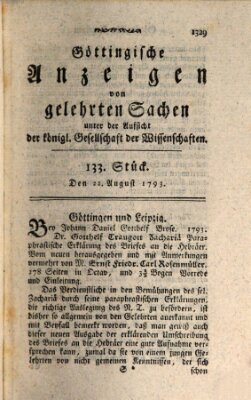 Göttingische Anzeigen von gelehrten Sachen (Göttingische Zeitungen von gelehrten Sachen) Donnerstag 22. August 1793