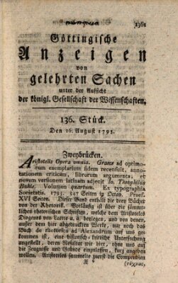 Göttingische Anzeigen von gelehrten Sachen (Göttingische Zeitungen von gelehrten Sachen) Montag 26. August 1793