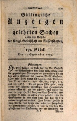 Göttingische Anzeigen von gelehrten Sachen (Göttingische Zeitungen von gelehrten Sachen) Montag 23. September 1793