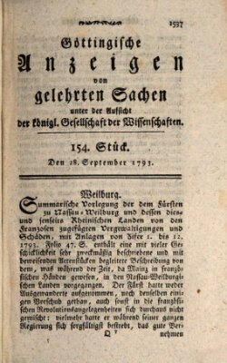 Göttingische Anzeigen von gelehrten Sachen (Göttingische Zeitungen von gelehrten Sachen) Samstag 28. September 1793