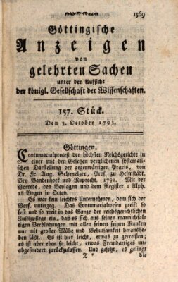 Göttingische Anzeigen von gelehrten Sachen (Göttingische Zeitungen von gelehrten Sachen) Donnerstag 3. Oktober 1793