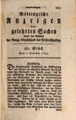 Göttingische Anzeigen von gelehrten Sachen (Göttingische Zeitungen von gelehrten Sachen) Montag 7. Oktober 1793