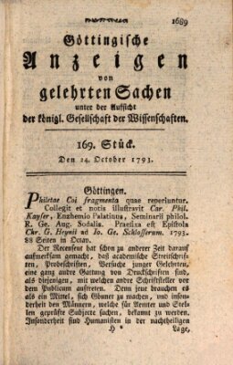 Göttingische Anzeigen von gelehrten Sachen (Göttingische Zeitungen von gelehrten Sachen) Donnerstag 24. Oktober 1793