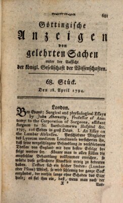 Göttingische Anzeigen von gelehrten Sachen (Göttingische Zeitungen von gelehrten Sachen) Montag 28. April 1794