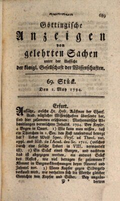 Göttingische Anzeigen von gelehrten Sachen (Göttingische Zeitungen von gelehrten Sachen) Donnerstag 1. Mai 1794