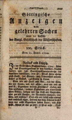 Göttingische Anzeigen von gelehrten Sachen (Göttingische Zeitungen von gelehrten Sachen) Montag 23. Juni 1794