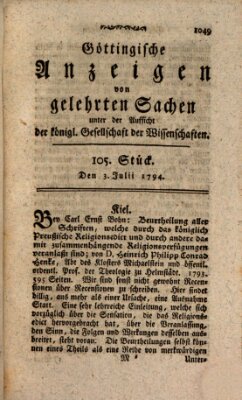 Göttingische Anzeigen von gelehrten Sachen (Göttingische Zeitungen von gelehrten Sachen) Donnerstag 3. Juli 1794