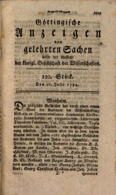 Göttingische Anzeigen von gelehrten Sachen (Göttingische Zeitungen von gelehrten Sachen) Montag 28. Juli 1794