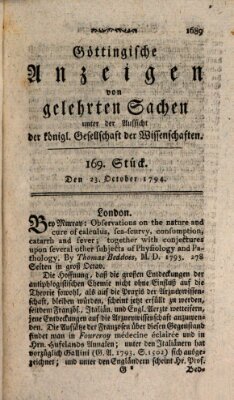 Göttingische Anzeigen von gelehrten Sachen (Göttingische Zeitungen von gelehrten Sachen) Donnerstag 23. Oktober 1794