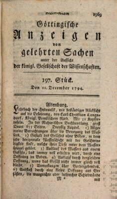 Göttingische Anzeigen von gelehrten Sachen (Göttingische Zeitungen von gelehrten Sachen) Donnerstag 11. Dezember 1794