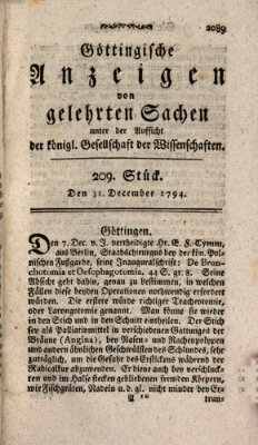 Göttingische Anzeigen von gelehrten Sachen (Göttingische Zeitungen von gelehrten Sachen) Mittwoch 31. Dezember 1794