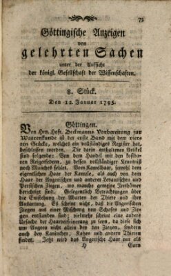 Göttingische Anzeigen von gelehrten Sachen (Göttingische Zeitungen von gelehrten Sachen) Montag 12. Januar 1795