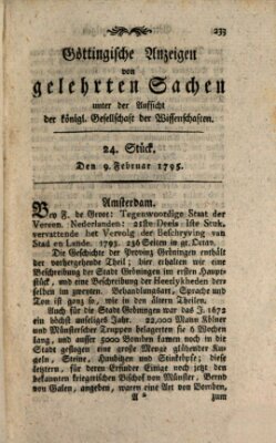 Göttingische Anzeigen von gelehrten Sachen (Göttingische Zeitungen von gelehrten Sachen) Montag 9. Februar 1795