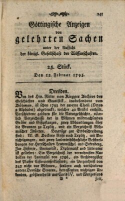 Göttingische Anzeigen von gelehrten Sachen (Göttingische Zeitungen von gelehrten Sachen) Donnerstag 12. Februar 1795