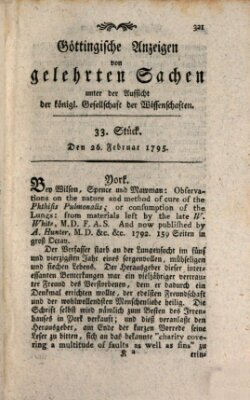 Göttingische Anzeigen von gelehrten Sachen (Göttingische Zeitungen von gelehrten Sachen) Donnerstag 26. Februar 1795