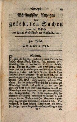 Göttingische Anzeigen von gelehrten Sachen (Göttingische Zeitungen von gelehrten Sachen) Montag 2. März 1795