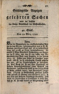 Göttingische Anzeigen von gelehrten Sachen (Göttingische Zeitungen von gelehrten Sachen) Donnerstag 12. März 1795