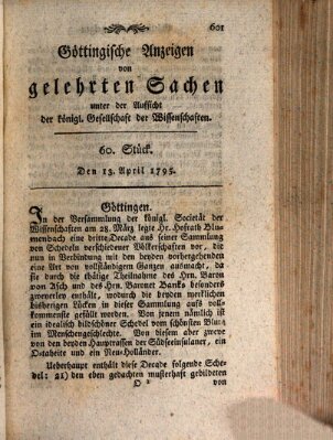 Göttingische Anzeigen von gelehrten Sachen (Göttingische Zeitungen von gelehrten Sachen) Montag 13. April 1795