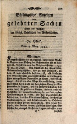 Göttingische Anzeigen von gelehrten Sachen (Göttingische Zeitungen von gelehrten Sachen) Samstag 9. Mai 1795