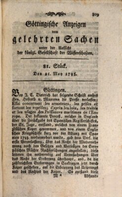 Göttingische Anzeigen von gelehrten Sachen (Göttingische Zeitungen von gelehrten Sachen) Donnerstag 21. Mai 1795