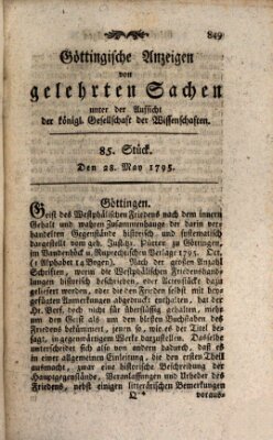 Göttingische Anzeigen von gelehrten Sachen (Göttingische Zeitungen von gelehrten Sachen) Donnerstag 28. Mai 1795