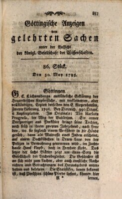 Göttingische Anzeigen von gelehrten Sachen (Göttingische Zeitungen von gelehrten Sachen) Samstag 30. Mai 1795