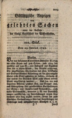 Göttingische Anzeigen von gelehrten Sachen (Göttingische Zeitungen von gelehrten Sachen) Donnerstag 25. Juni 1795