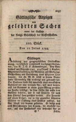 Göttingische Anzeigen von gelehrten Sachen (Göttingische Zeitungen von gelehrten Sachen) Samstag 11. Juli 1795