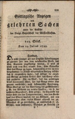 Göttingische Anzeigen von gelehrten Sachen (Göttingische Zeitungen von gelehrten Sachen) Montag 13. Juli 1795