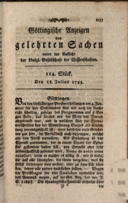 Göttingische Anzeigen von gelehrten Sachen (Göttingische Zeitungen von gelehrten Sachen) Samstag 18. Juli 1795