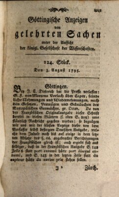 Göttingische Anzeigen von gelehrten Sachen (Göttingische Zeitungen von gelehrten Sachen) Montag 3. August 1795