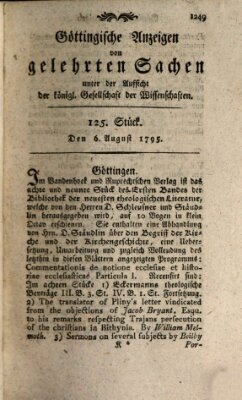 Göttingische Anzeigen von gelehrten Sachen (Göttingische Zeitungen von gelehrten Sachen) Donnerstag 6. August 1795