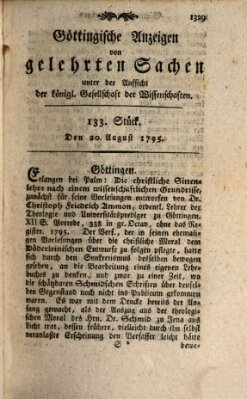 Göttingische Anzeigen von gelehrten Sachen (Göttingische Zeitungen von gelehrten Sachen) Donnerstag 20. August 1795