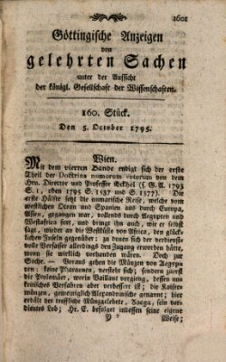 Göttingische Anzeigen von gelehrten Sachen (Göttingische Zeitungen von gelehrten Sachen) Montag 5. Oktober 1795