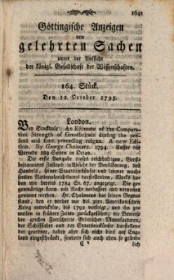 Göttingische Anzeigen von gelehrten Sachen (Göttingische Zeitungen von gelehrten Sachen) Montag 12. Oktober 1795