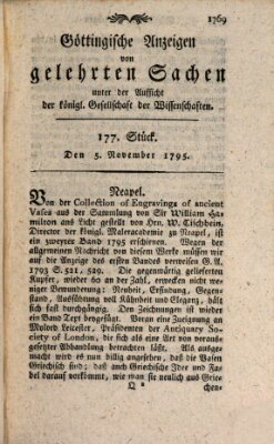 Göttingische Anzeigen von gelehrten Sachen (Göttingische Zeitungen von gelehrten Sachen) Donnerstag 5. November 1795