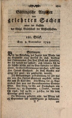 Göttingische Anzeigen von gelehrten Sachen (Göttingische Zeitungen von gelehrten Sachen) Montag 9. November 1795