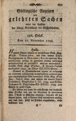 Göttingische Anzeigen von gelehrten Sachen (Göttingische Zeitungen von gelehrten Sachen) Samstag 21. November 1795