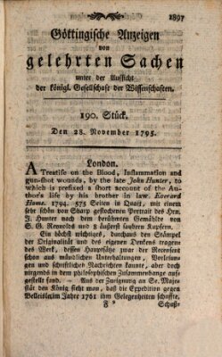 Göttingische Anzeigen von gelehrten Sachen (Göttingische Zeitungen von gelehrten Sachen) Samstag 28. November 1795