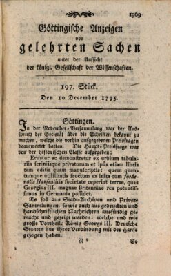 Göttingische Anzeigen von gelehrten Sachen (Göttingische Zeitungen von gelehrten Sachen) Donnerstag 10. Dezember 1795