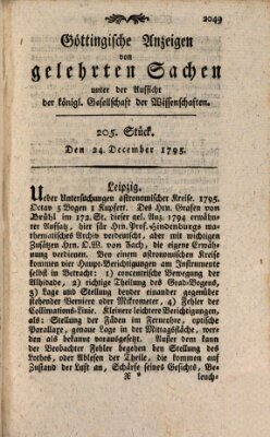 Göttingische Anzeigen von gelehrten Sachen (Göttingische Zeitungen von gelehrten Sachen) Donnerstag 24. Dezember 1795