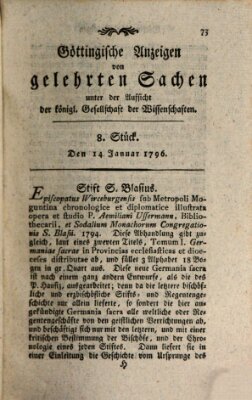 Göttingische Anzeigen von gelehrten Sachen (Göttingische Zeitungen von gelehrten Sachen) Donnerstag 14. Januar 1796