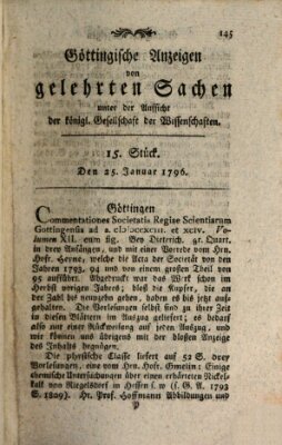 Göttingische Anzeigen von gelehrten Sachen (Göttingische Zeitungen von gelehrten Sachen) Montag 25. Januar 1796